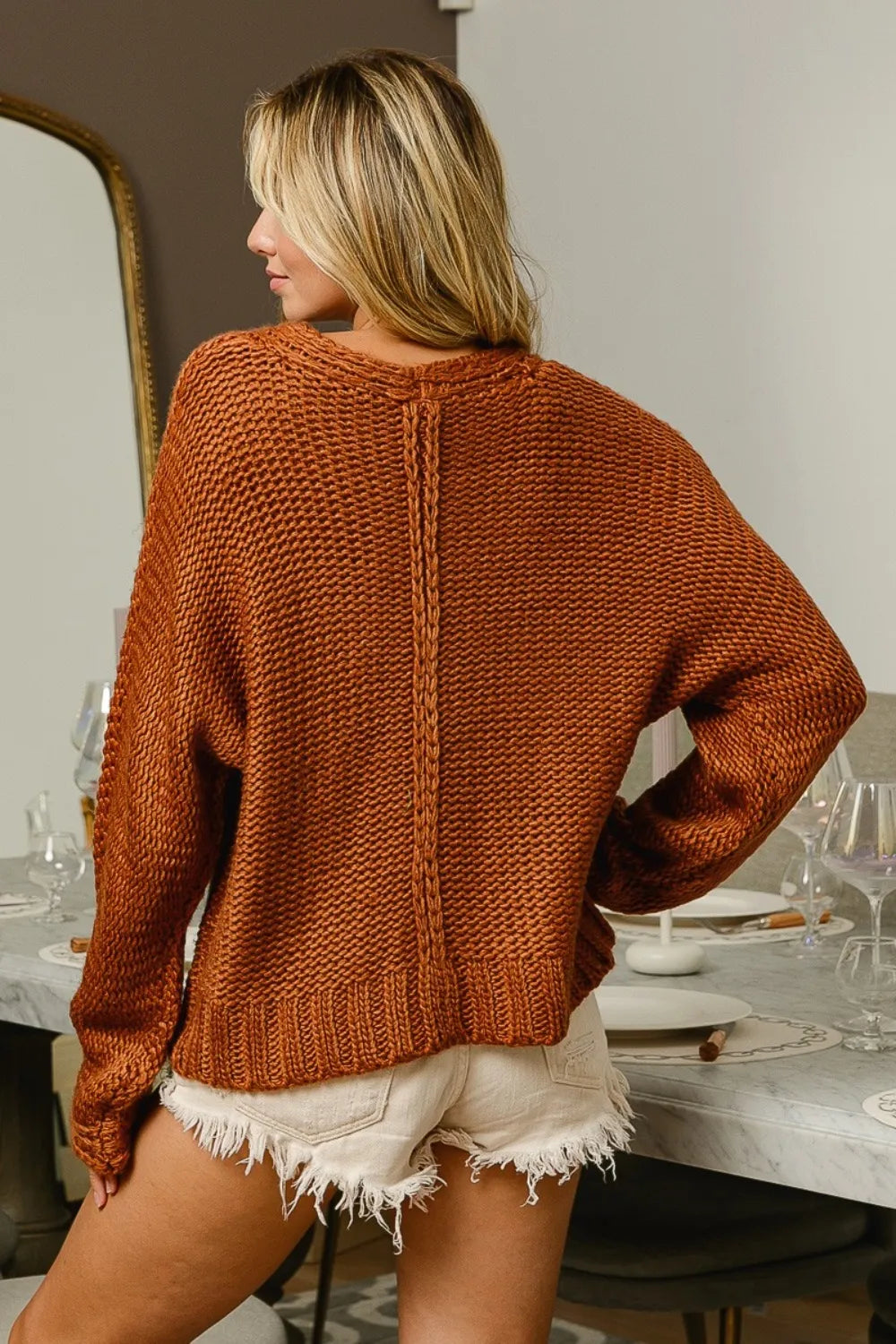 BiBi V-Neck Cable Knit Sweater Secondary image