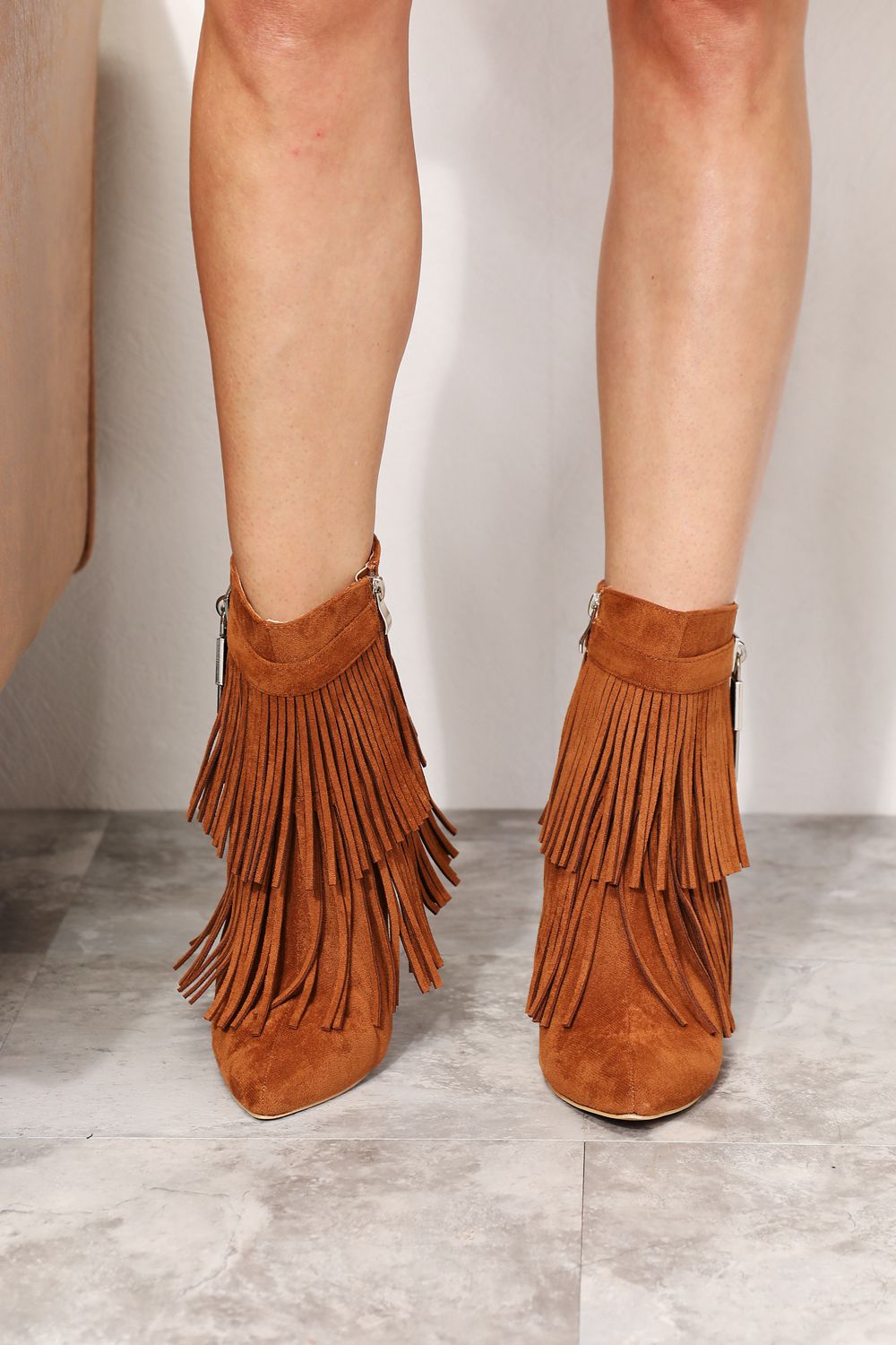 Legend Women's Tassel Wedge Heel Ankle Booties Secondary image