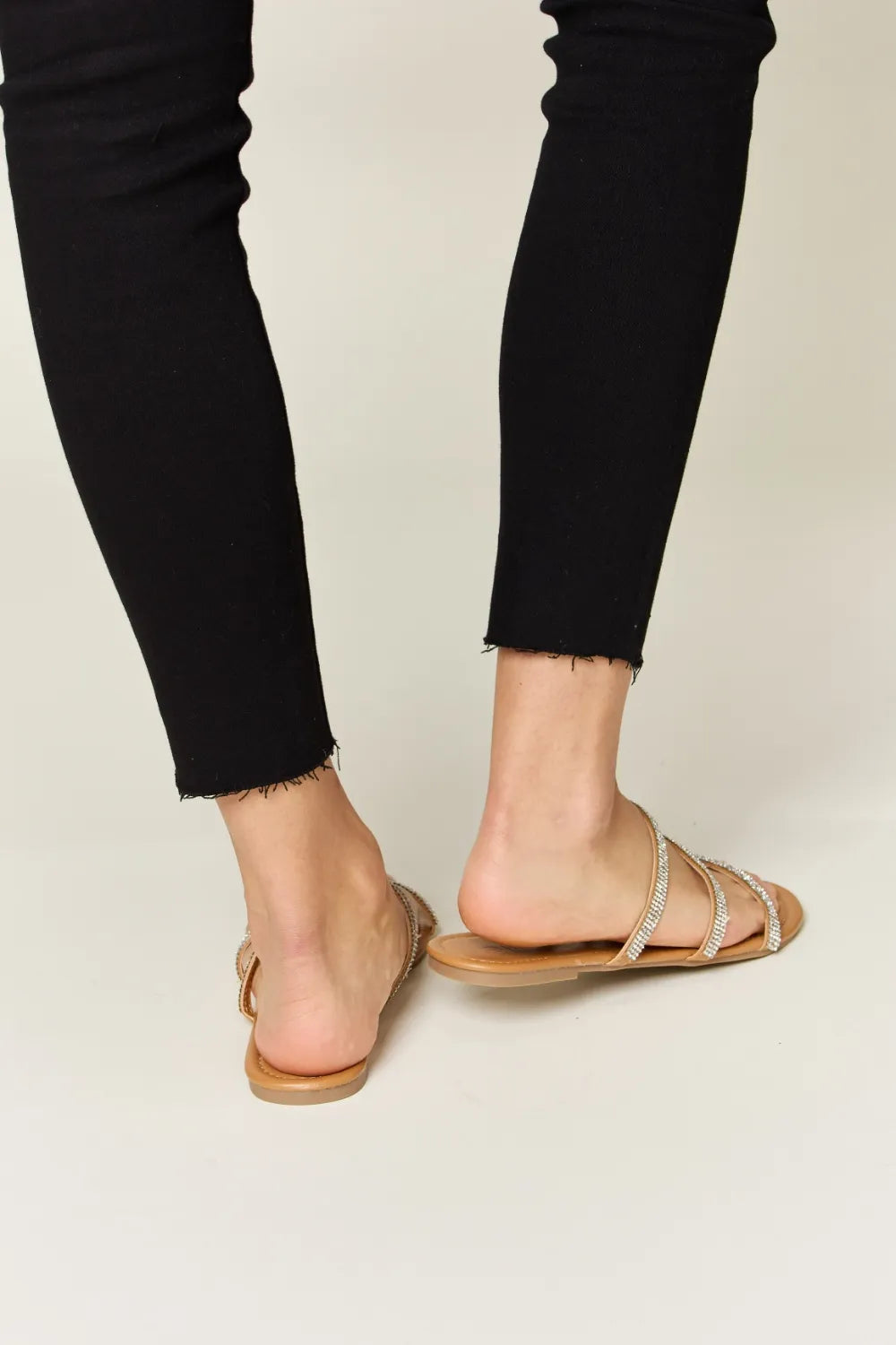 WILD DIVA Rhinestone Three-Strap Flat Sandals Secondary image